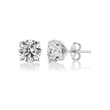 Carbon Atelier IGI Certified 2 Carat Lab Grown Diamond Round Stud Earrings for Women in 14K White Gold (D-E-F, VS1-VS2, 2.00 cttw) 4-Prong Brilliant Cut Diamond Push Back Studs