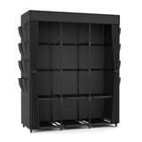 BrFoYu Wardrobe Closet Portable Closets for Hanging Clothes Large Capacity Clothes Rack with Cover, 3 Hanging Rods, 6 Shelves and 8 Pockets, Black