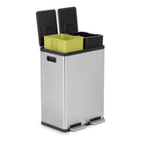 Gallon Rectangular Hands-Free Dual Compartment Recycling Kitchen Step Trash Can with Soft-Close Lid