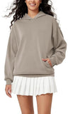 ODODOS Women's Modal Soft Oversized Hoodies Long Sleeve Hooded Sweatshirts Pullover Top with Kangaroo Pocket, Khaki, Medium