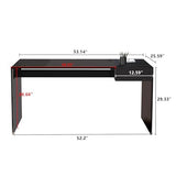53.14" Modern Tempered Glass Executive Desk with Drawer, Black Wood Finish and Tempered Glass Legs