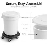 Getzi 8 Pack 20 Gallon White Round Commercial Trash Can with Lid and Dolly