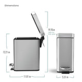 Home Zone Living 1.3 Gallon Small Bathroom Trash Can with Lid and Step Pedal, Stainless Steel Wastebasket with Slim Design for Home and Office, Silver, 5 Liters