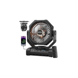 Camping Fan Rechargeable, 60H Long-Lasting Battery Powered Fan - 4 Speeds, 3 Light, Timer, Sleep Mode, Hook, Portable Fans for Camping Gear, Travel Essentials, Tent, RV, Outdoor, Garage, Emergency