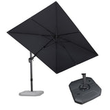 PURPLE LEAF 8.2' X 11.5' Tilting Patio Umbrella with Base Outdoor Cantilever Swivel Rectangle Umbrella Offset Umbrella, Light Grey