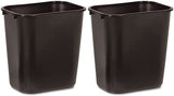 Rubbermaid Commercial 295600BK Deskside Plastic Wastebasket, Rectangular, 7 gal, Black (2)