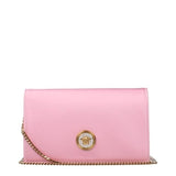 Versace Medusa Women’s Pink Satin & Leather Clutch Bag