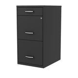 3-Drawer Metal Filing Cabinet, Black Finish, Letter-Size Hanging File Storage, Pencil Drawer