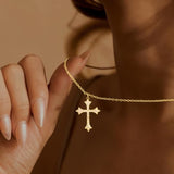 YOIHUR 14K Gold Plated Cubic Zirconia Cross Necklace for Women, Non-Tarnish Faith Jewelry for Women, Cross Faith Pendants Necklaces for Christian Occasions Christmas Valentine's Day and Mother's Day