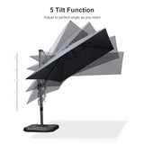 PURPLE LEAF 8.2' X 11.5' Left-right Tilting Patio Umbrella Outdoor Cantilever Swivel Rectangle Umbrella with Tilt Aluminum Offset Umbrella with 360-degree Rotation for Garden Deck Pool Patio Grey