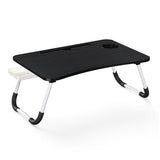 Foldable Laptop Bed Table Tray - Folding Lap Desk with Cup Holder - Portable Serving Breakfast Tray with Storage Drawer