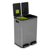 Simpli-Magic 16 Gallon (60L) Elegant Black Step Trash Can – Dual Compartment Kitchen Garbage Can