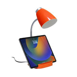 Simple Designs LD1002-ORG Gooseneck Organizer Desk Lamp with iPad Tablet Stand Book Holder, Orange
