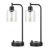 Table Lamps for Bedrooms Set of 2 - Fully Dimmable Bedside Lamps with USB A and C Ports and Outlet