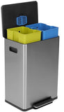 16 Gallon (60L) Step Trash Can – Dual Compartment Kitchen Garbage Can – Waste & Recycling Bins