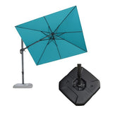 PURPLE LEAF 8.8' X 8.8' Right-left Tilt Patio Umbrella with Base Outdoor Cantilever Swivel Square Umbrella with Tilt Aluminum Offset Umbrella, Turquoise Blue