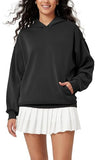 ODODOS Women's Modal Soft Oversized Hoodies Long Sleeve Hooded Sweatshirts Pullover Top with Kangaroo Pocket, Black, Large