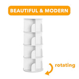 SpaceAid 4 Tier Rotating Bookshelf Tower, Spinning Bookcase Lazy Susan, Revolving 360 Book Shelf Storage Round Carousel