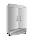 RENDGO 54" W Commercial Refrigerators - Reach-in 249 Cu.ft 2 Solid Door Stainless Steel Commercial Refrigerator Fan Cooling for Restuarant, Bar, Shop, etc