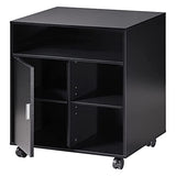Printer Stand with Storage Adjustable Shelves, Wood Mobile Cart with Door