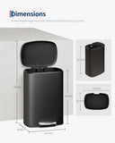 Large Rustproof Garbage Can for Kitchen, Step-on Trash Bin with Inner Bucket, Rear Handle, Soft Close Lid