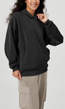 ODODOS Women's Modal Soft Oversized Hoodies Long Sleeve Hooded Sweatshirts Pullover Top with Kangaroo Pocket, Black, Large