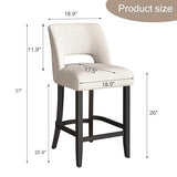 VKNOW Bar Stools Set of 4, 26" Upholstered Counter Height Bar Stools