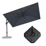 PURPLE LEAF 11.5' X 8.2' Tilting Patio Umbrella with Base Outdoor Cantilever Swivel Rectangle Umbrella Aluminum Offset Umbrella, Light Grey