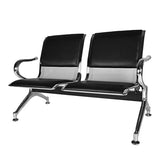2-Seat Waiting Room Bench - PU Leather Waiting Room Chairs with Arms & Non-Slip Foot Mats