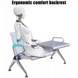 Office Guest Reception Chair with Table and Arms, Lobby Steel Reception Bench