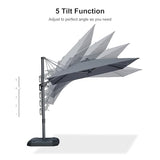 PURPLE LEAF 8' X 8' Left-right Tilting Patio Umbrella Outdoor Cantilever Swivel Square Umbrella Aluminum Offset Umbrella with 360-degree Rotation for Garden Deck Pool Patio Light Grey
