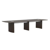 Medina 14' Conference Table with Finish, Rounded Ends and Beveled Edges, Silver Detailing, Grommet Holes, 250 lbs Capacity.