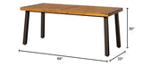 Devoko Home Acacia Wood Dining Table 6-Person Indoor Outdoor Table with Iron Legs, Sandblast Finish, Natural Stained, Rustic Metal, 69 * 33 * 30 inch (Natural)