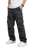 GINGTTO Camo Cargo Pants for Men Black Baggy Wide Leg Fashion Y2K Streetwear Drawstring Stretch 34
