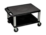 Luxor WT16-N 16"H AV Cart - Two Shelves - Nickel Legs, Multipurpose Storage for Video Projector, TV