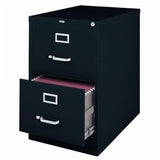Row Metal 2-Drawer Legal Width Vertical Filing Cabinet, 26.5" D, Black Finish, Commercial Grade Steel Construction
