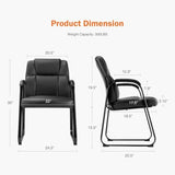 UOCFYK PU Leather Conference Room Chair, Tall Back Chairs with with Padded Arms and No Wheels, Guest Chair for Reception Waiting Room Black