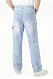 GINGTTO Mens Jeans Baggy Fit Casual Denim Light Blue 34W30L