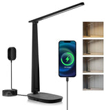 Honeywell LED Desk Lamp - HWT-H2 Sunturalux™ Eye-Caring Foldable Desk Light with USB A+C Dual Charging Port 4 Color Modes - Black
