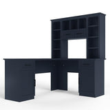 KEIKI L Shaped Computer Desk with Storage Shelves, 2 Drawers & 2 Cabinets