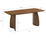 70 Inch Large Dining Table for 6-8 People, Solid Wood Kitchen Table with Curved Wooden Legs