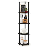 Furinno TURN-N-TUBE Corner Shelf, 5-Tier Corner Bookshelf, Open Storage Shelves, Espresso