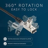 PortLock Keyed Laptop Lock for USB-C Lock Slots, Anti-Theft Carbon Steel Cable, Fits USB-C Security Slots