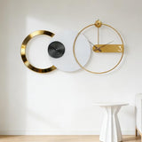 AMAATE Modern Luxury Geometric Wall Clock, Large 3D Gold Metal Ring Abstract Art, Silent Non-Ticking, for Living Room Bedroom Office Decor, 17.7"x33.26"