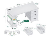 AODK 51 Inch Computer Desk with Drawers & USB Power Outlets - Reversible Home Office Desk with Storage Shelves