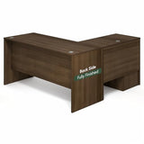 L-Shaped Executive Desk with File Cabinet, L-Shaped Office Desk with 3-Drawer Fixed Pedestal Filing Cabinet