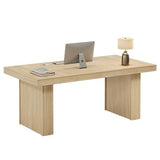 63" Executive Desk, Modern Executive Office Desk with Thickened Desktop and Heavy-Duty Legs, Natural