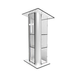 FixtureDisplays® Clear Acrylic Plexiglass Lucite Podium Curved Brushed Stainless Steel Sides Pulpit Lectern with White Christian