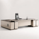 Modern L Shaped Executive Desk with Drawers, 78 inch Large Home Office Desk with Cabinet and USB Ports Thickened Desktop Writing Study Table Business Furniture Workstation for CEO Boss Manager