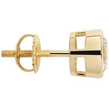 14K Solid Gold | Round Cut Cubic Zirconia Stud Earrings
